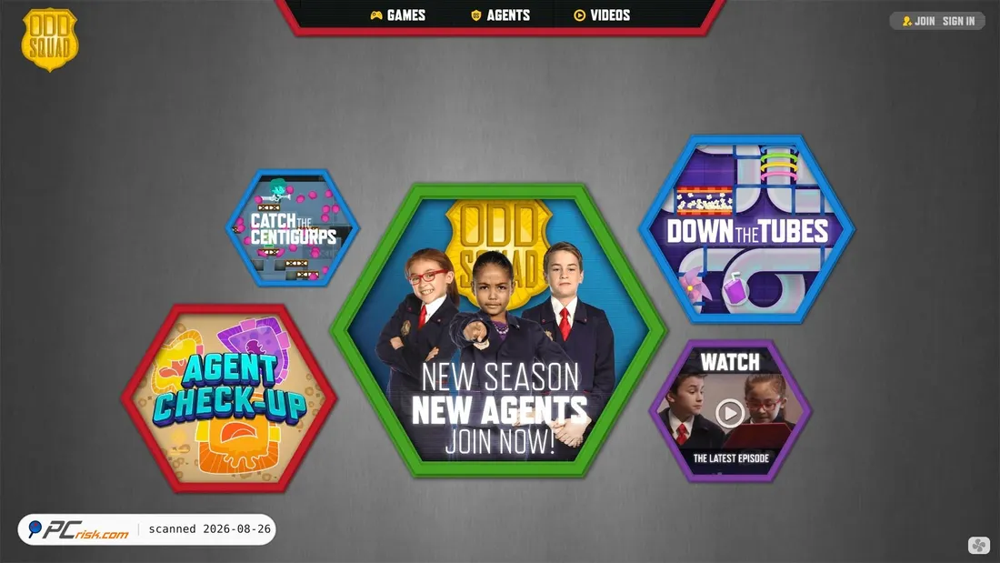 Screenshot of oddsquadtv.com