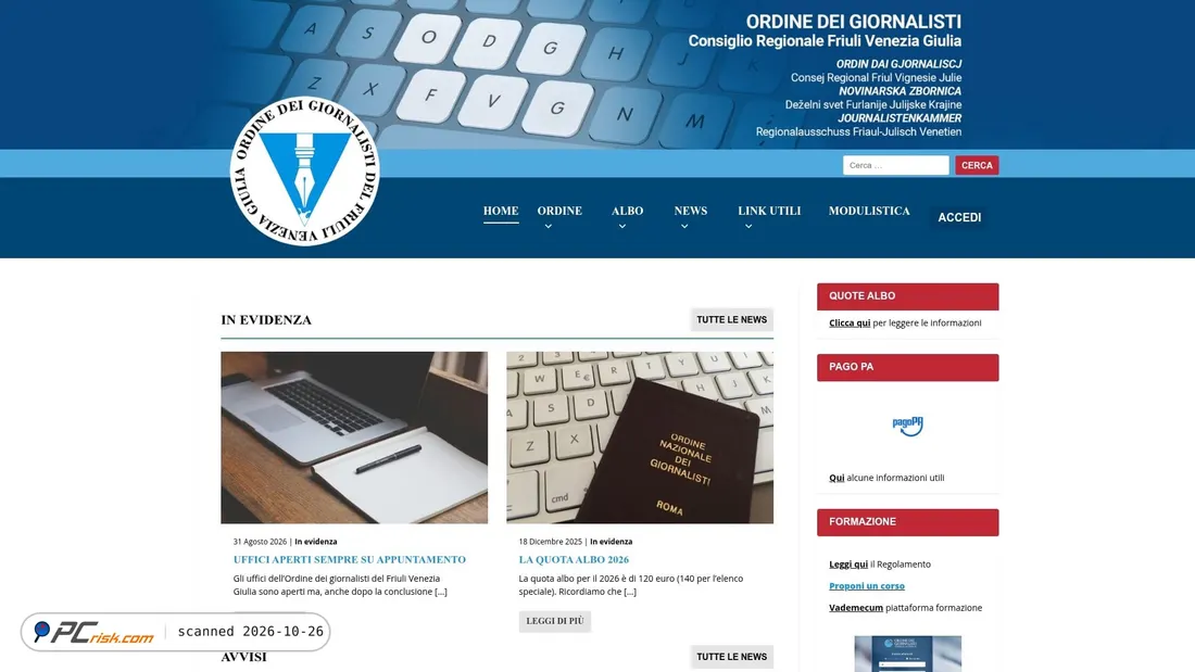 Zrzut ekranu odg.fvg.it