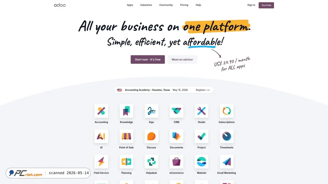 Capture d’écran de odoo.com