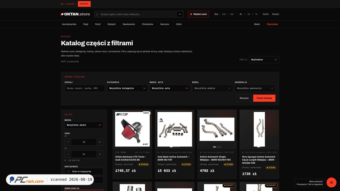 Captura de pantalla de oktan.store