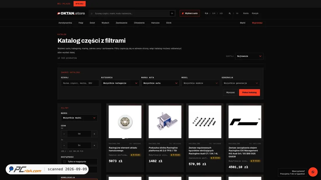 Screenshot of oktan.store