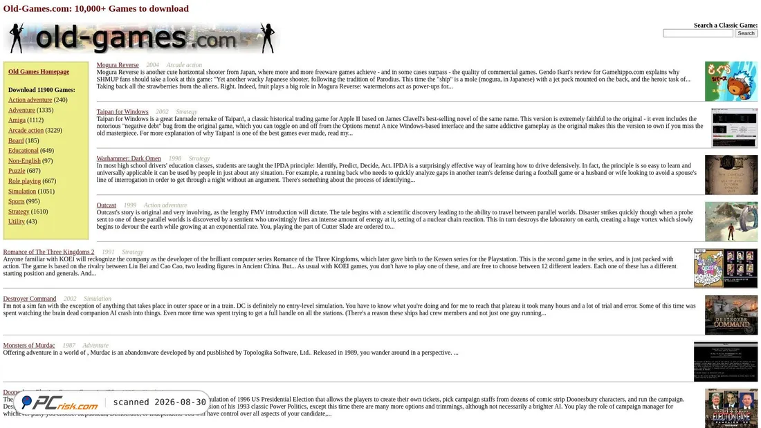 Screenshot von old-games.com