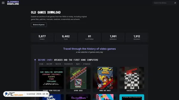 Zrzut ekranu oldgamesdownload.com