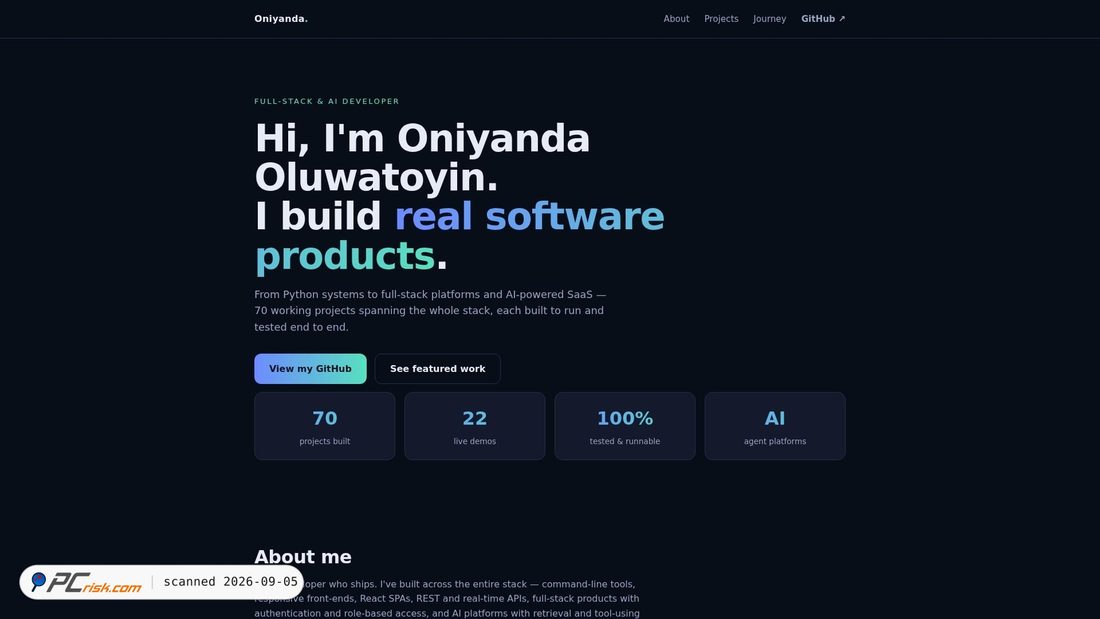 Screenshot di oluwatoyindev-tech.github.io