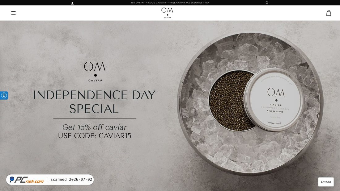 Screenshot of omcaviar.com