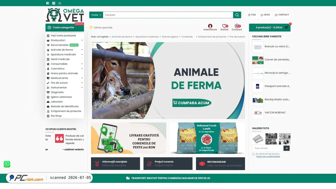 Screenshot of omegavet.ro