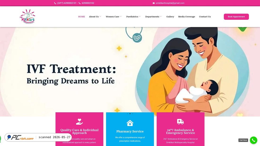 Screenshot von omkilkarihospital.com