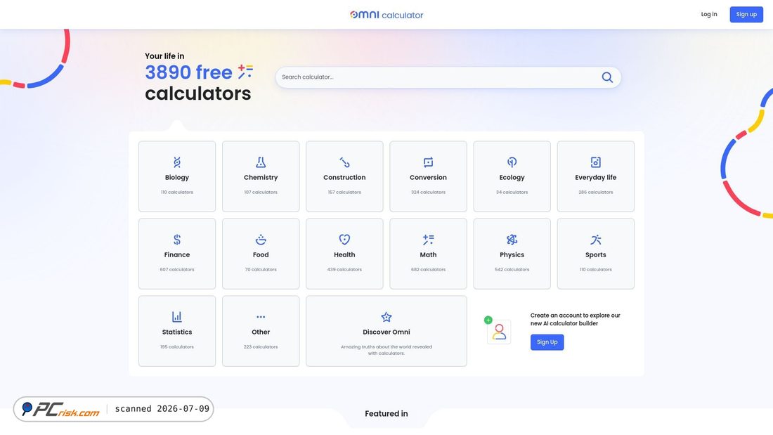 Screenshot of omnicalculator.com