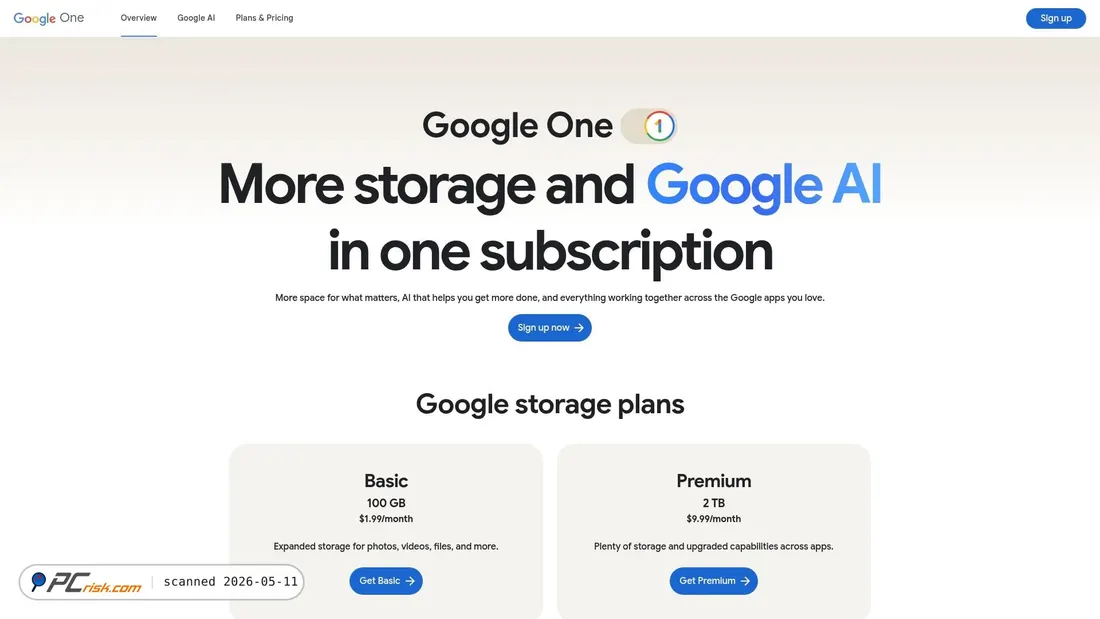 Screenshot von one.google.com