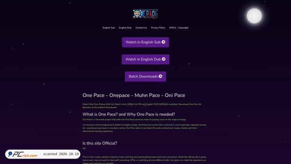 Captura de ecrã de onepace.co