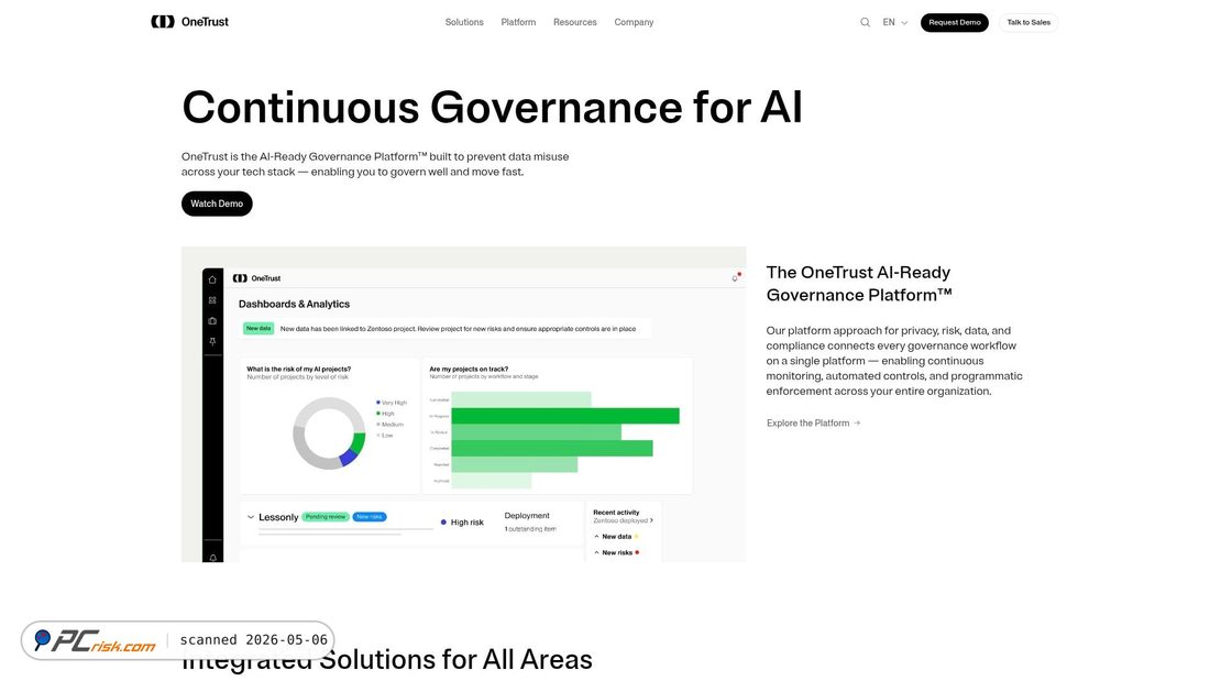 Screenshot von onetrust.com