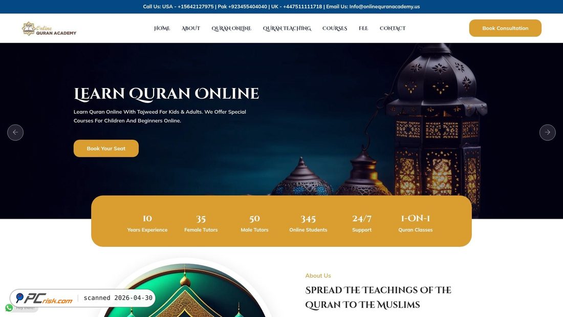 Screenshot of onlinequranacademy.us