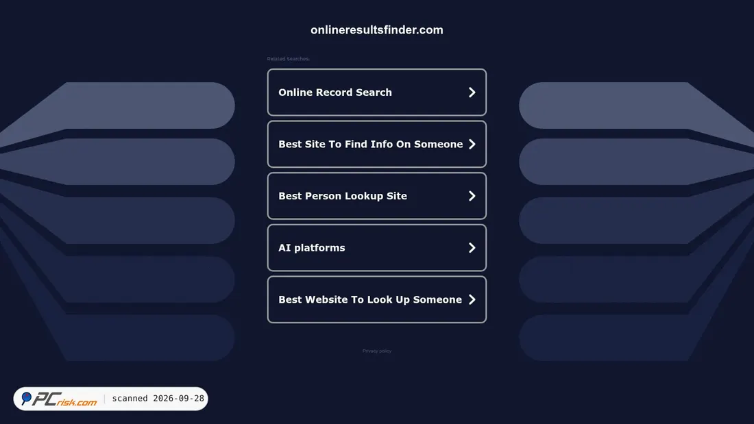 Captura de ecrã de onlineresultsfinder.com