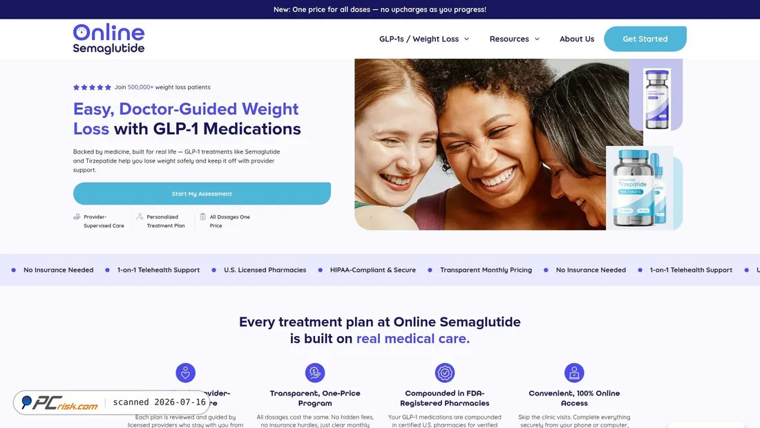 Screenshot of onlinesemaglutide.org