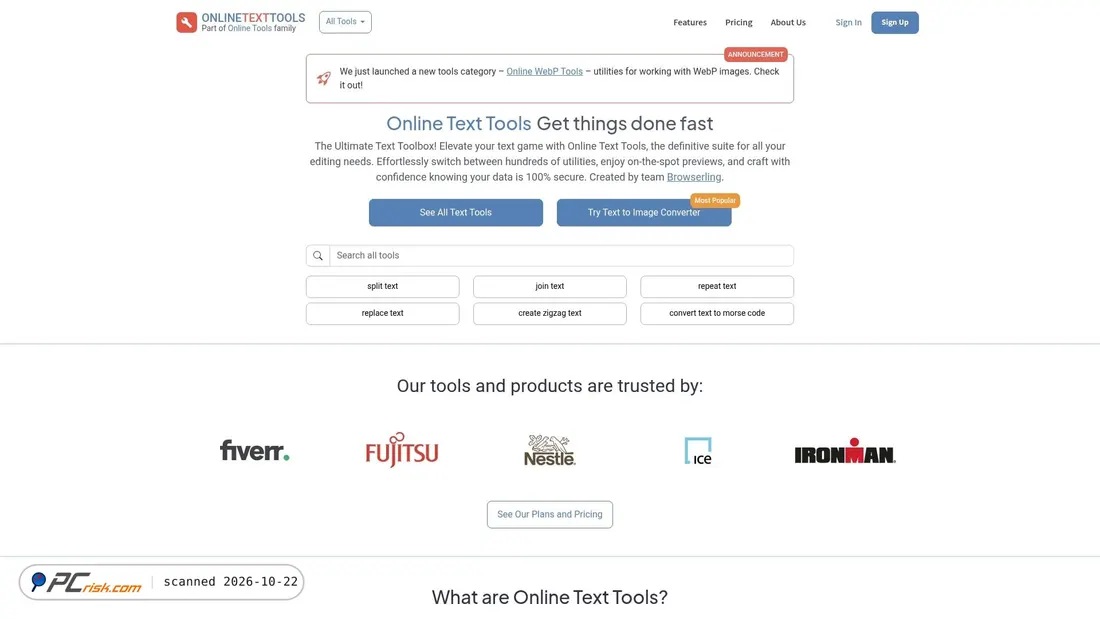 Capture d’écran de onlinetexttools.com