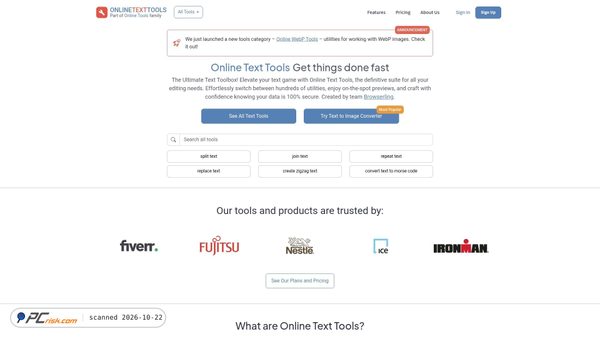 Captura de ecrã de onlinetexttools.com