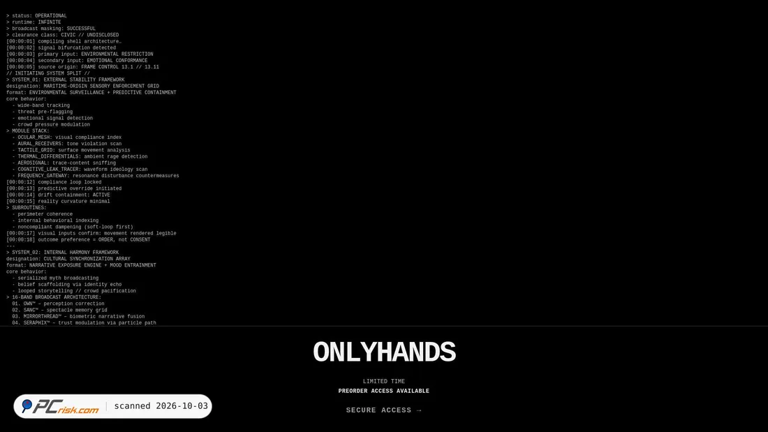 Captura de ecrã de onlyhands.game