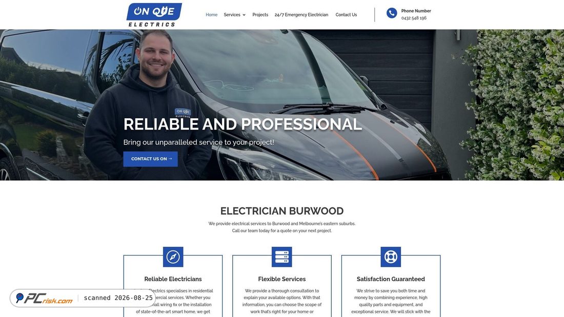 Screenshot von onqueelectrics.com.au