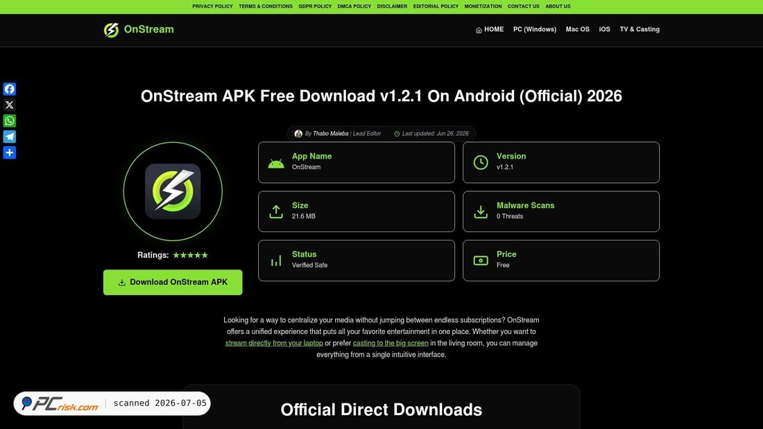Screenshot of onstreamza.com