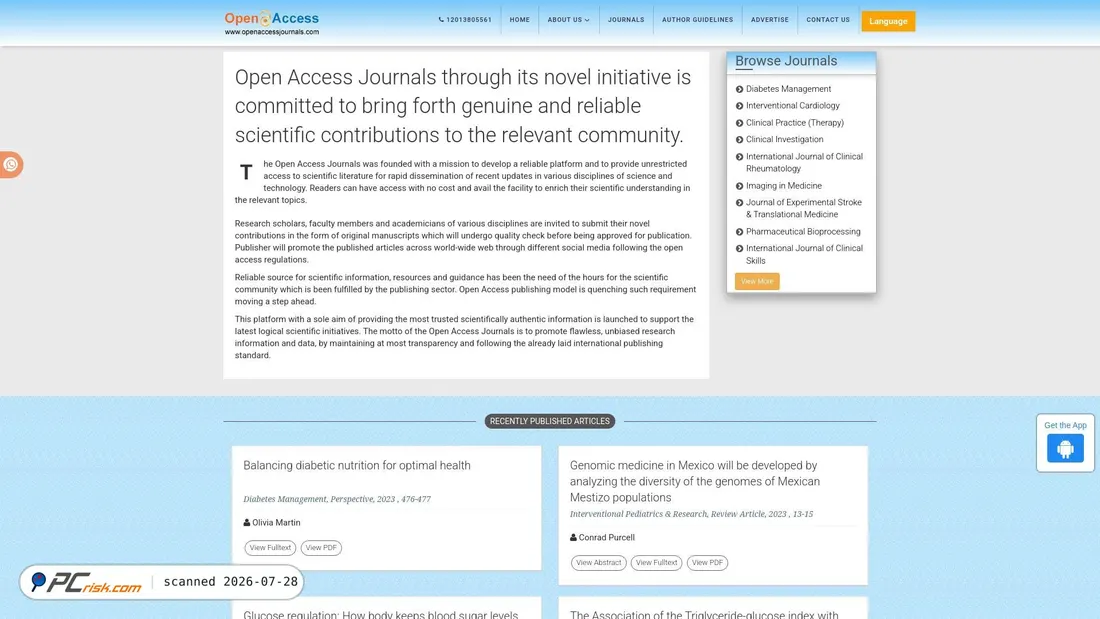 Screenshot of openaccessjournals.com