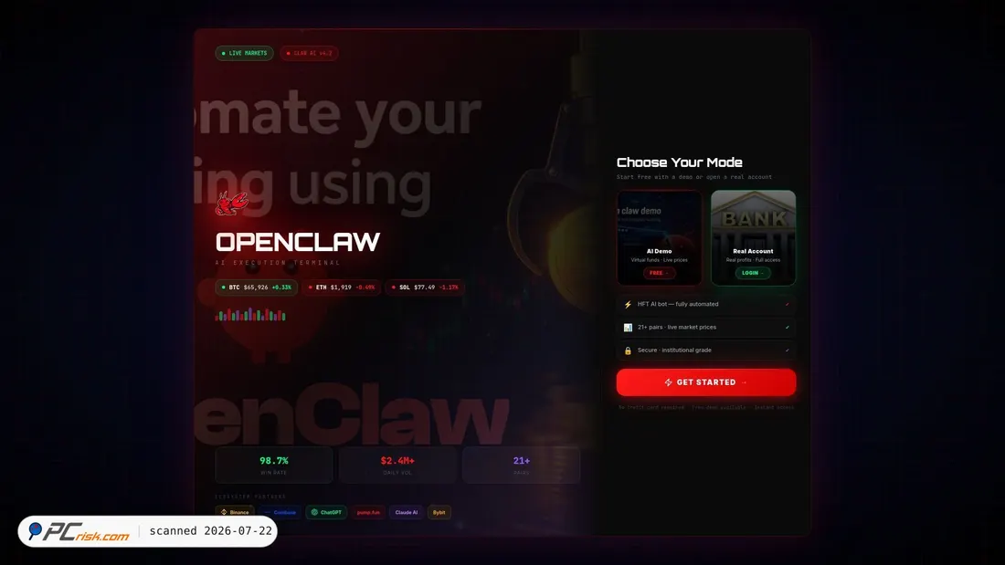 Screenshot of openclawtrading.net