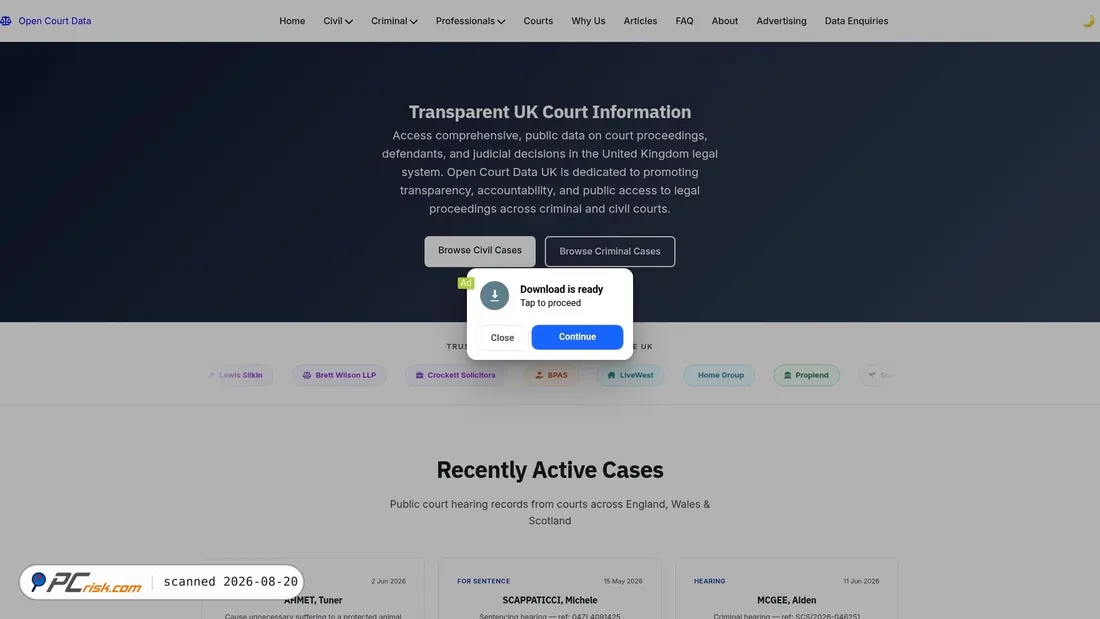 Screenshot of opencourtdata.uk