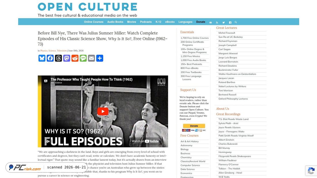 Screenshot of openculture.com