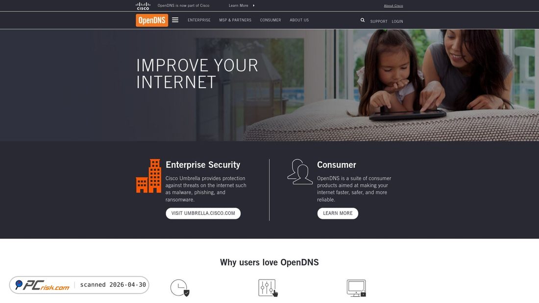 Screenshot von opendns.com