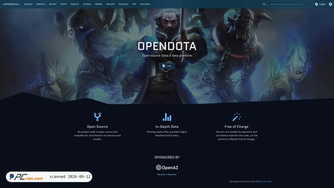 Captura de ecrã de opendota.com