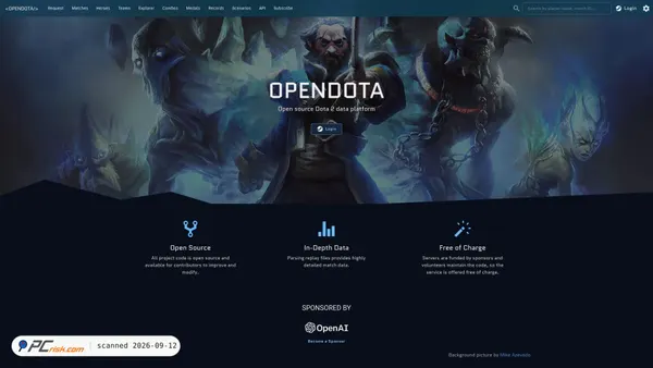 Captura de ecrã de opendota.com