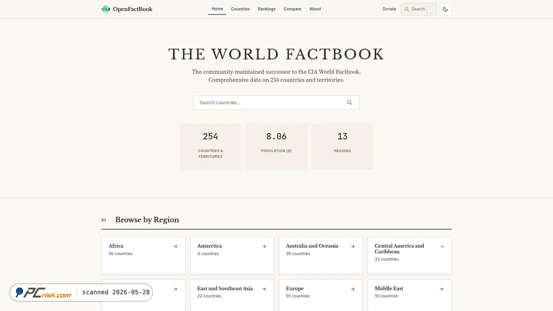 Screenshot of openfactbook.org