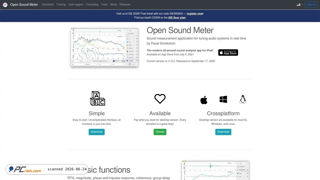 Screenshot di opensoundmeter.com