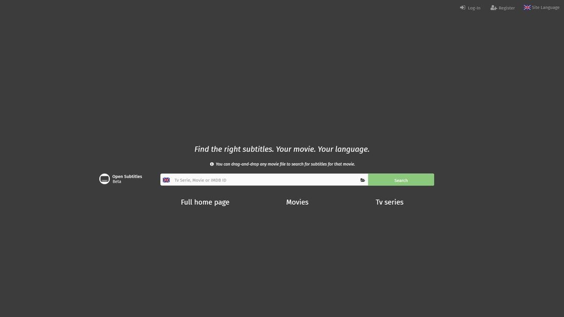 Screenshot von opensubtitles.com