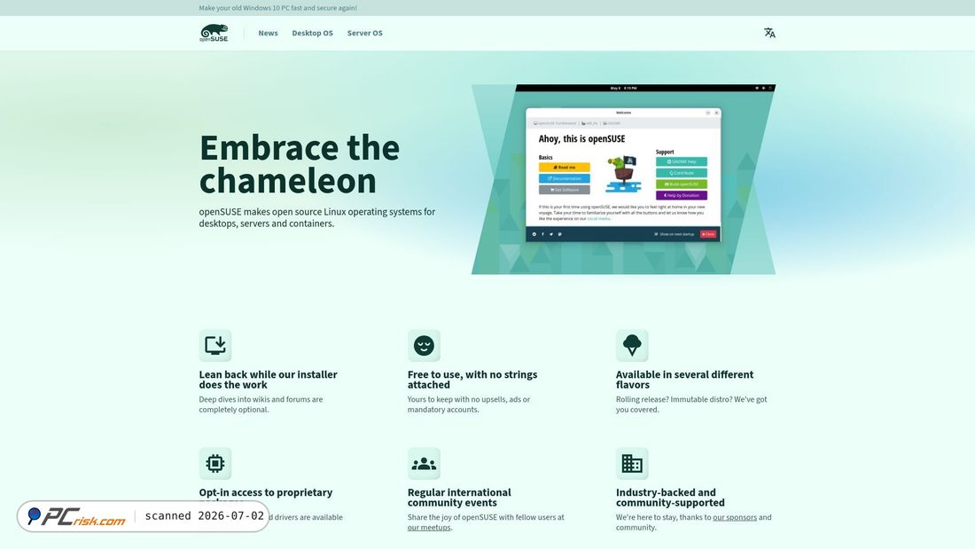 Screenshot of opensuse.org