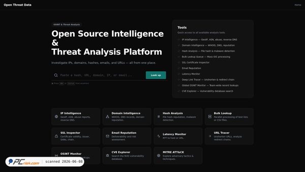 openthreatdata.com screenshot