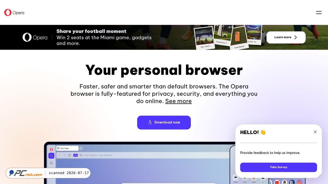 Screenshot von opera.com