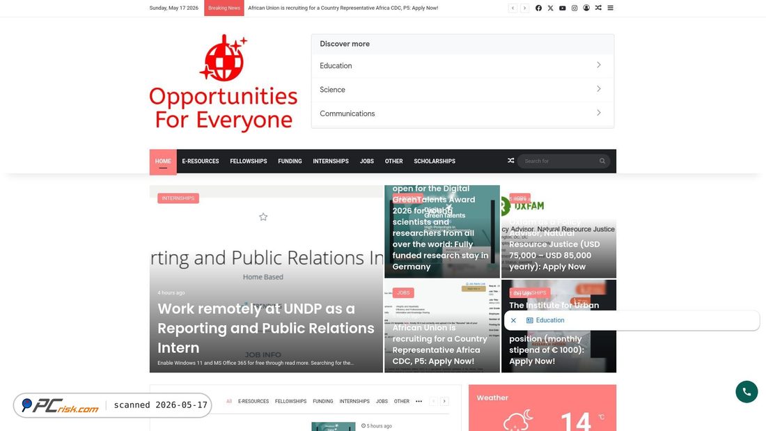 Screenshot of opportunitiesforeveryone.net
