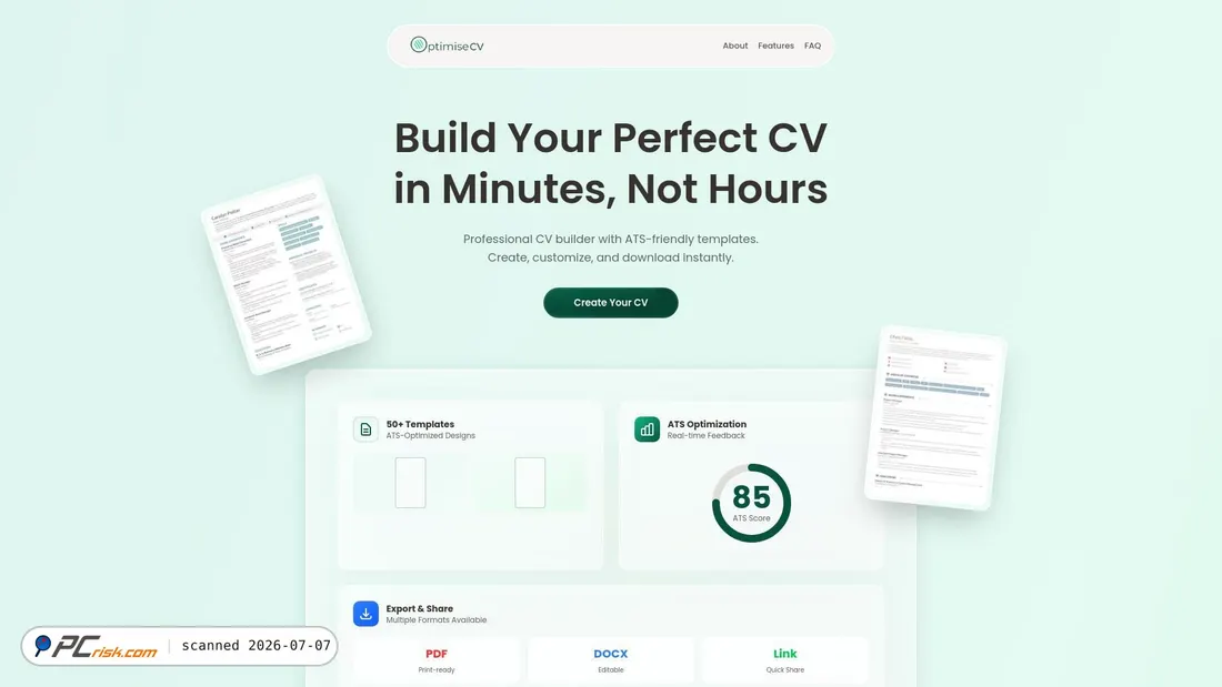 Screenshot of optimisecv.com