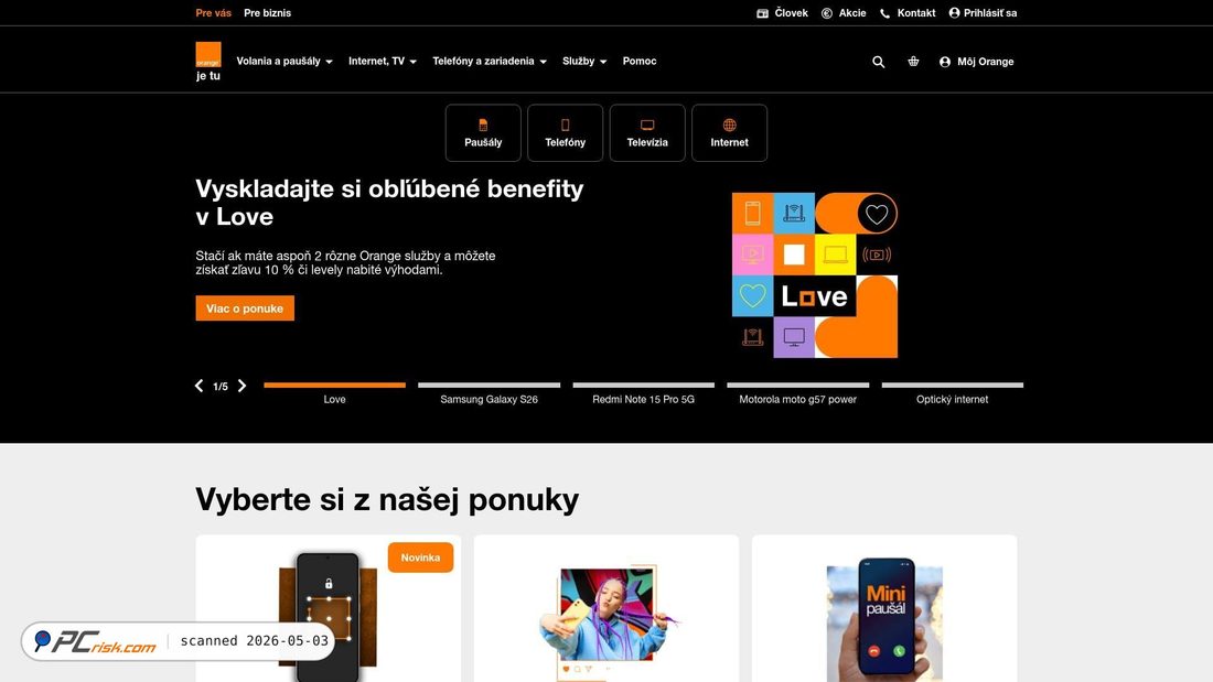 Screenshot of orange.sk