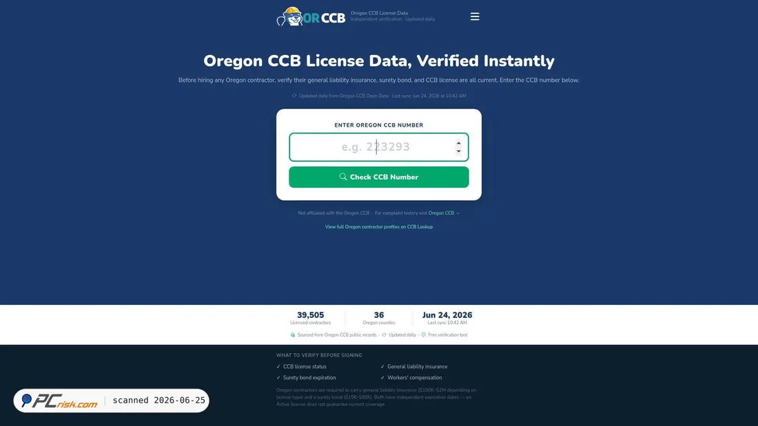 Screenshot of orccb.org