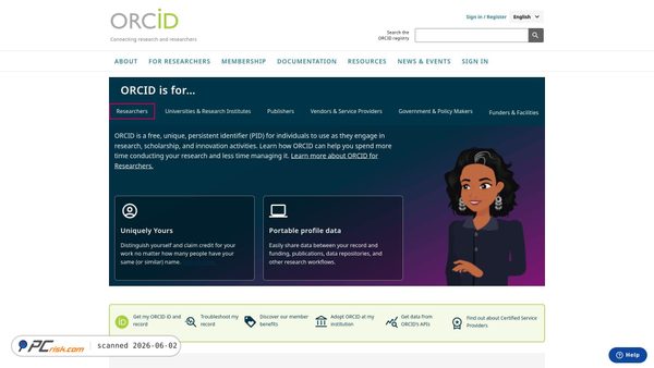 orcid.org screenshot
