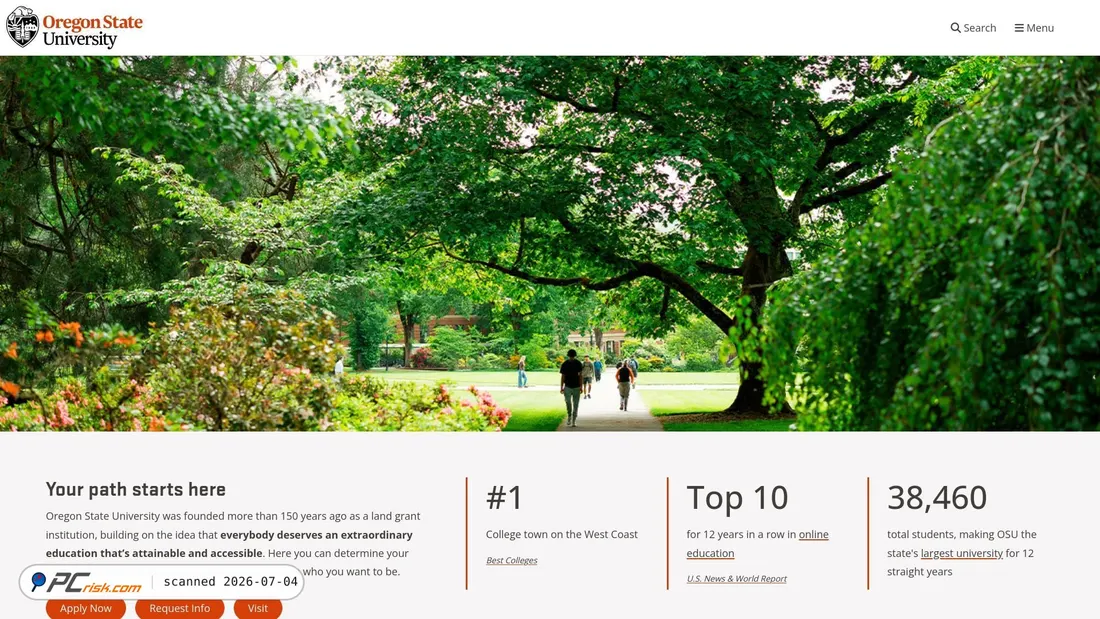 Screenshot of oregonstate.edu