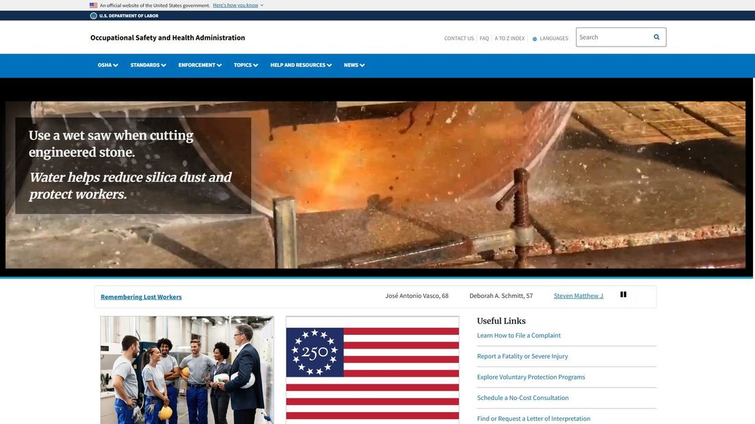 Screenshot of osha.gov