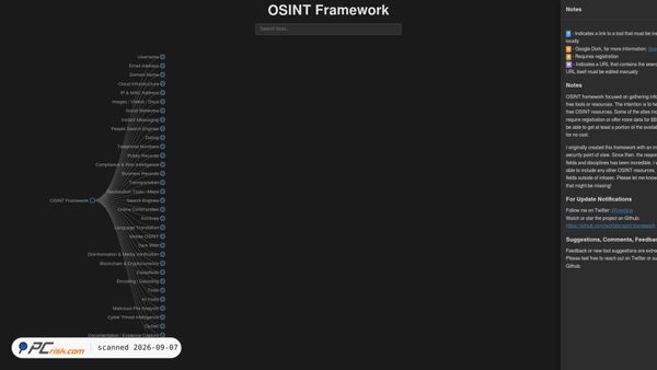 Zrzut ekranu osintframework.com