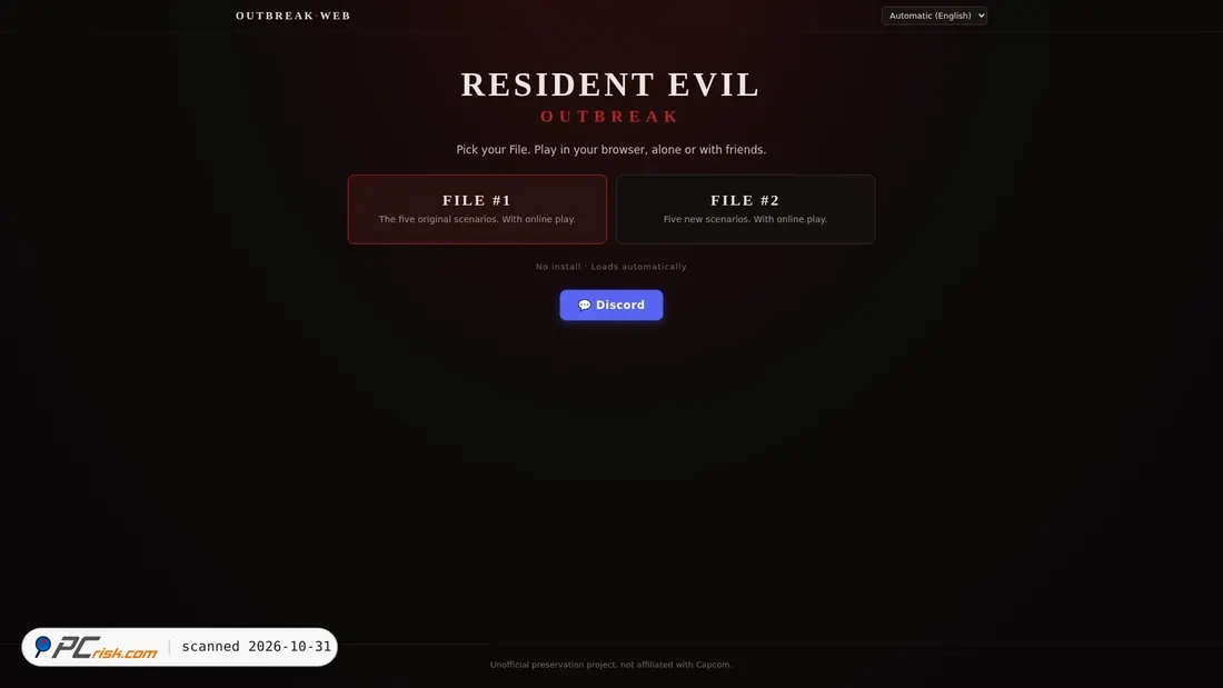 Screenshot von outbreakweb.com
