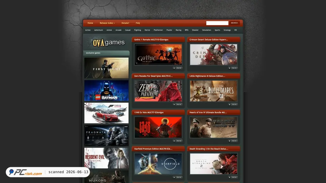Screenshot of ovagames.com