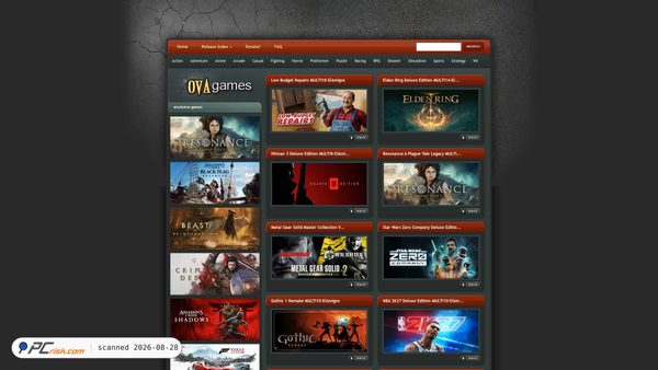Screenshot di ovagames.com