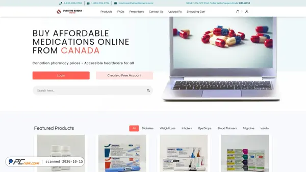 Capture d’écran de overthebordermeds.com
