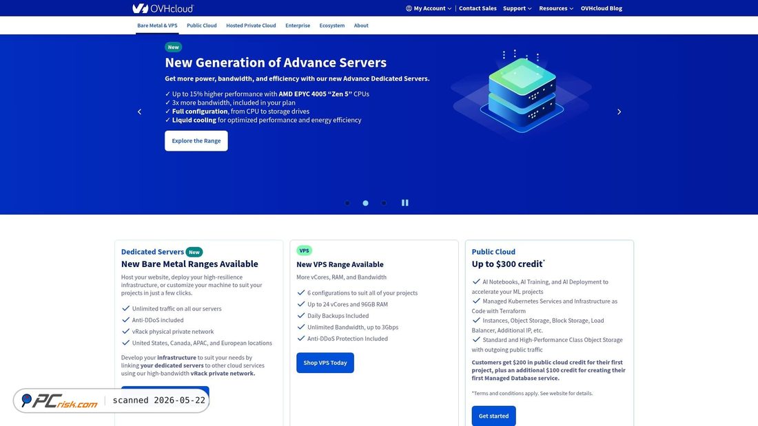 Screenshot von ovhcloud.com