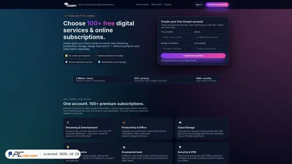Captura de oxaam.com